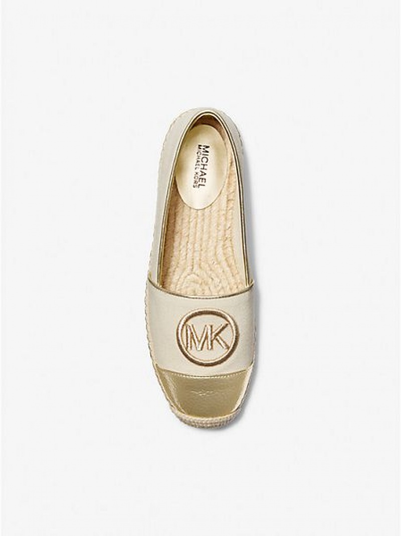 εσπαντριγιεσ γυναικεια Michael Kors Kendrick καμβα And Metallic Faux δερματινα Slip-on χρυσο χρωμα | 064218-WUI