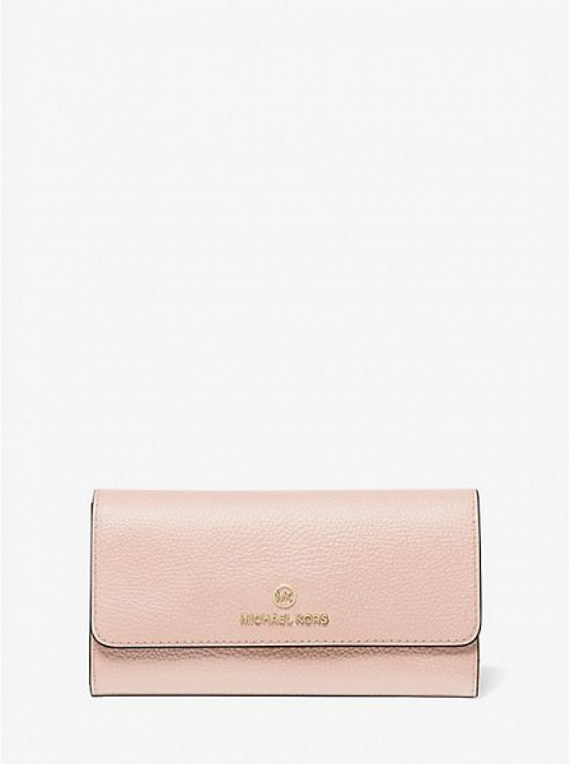 πορτοφολια γυναικεια Michael Kors Large Pebbled δερματινα Tri-fold ροζ | 315670-ZLI