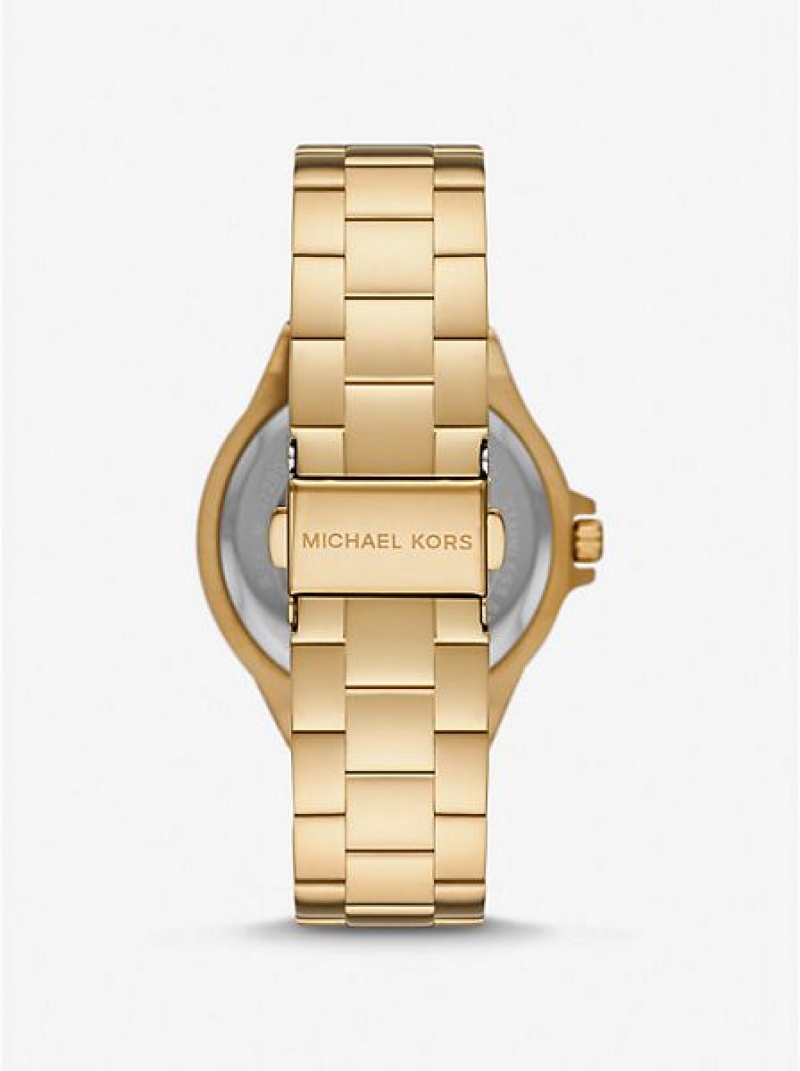 Ρολογια γυναικεια Michael Kors Lennox Pave Logo χρυσο χρωμα | 638127-EZW