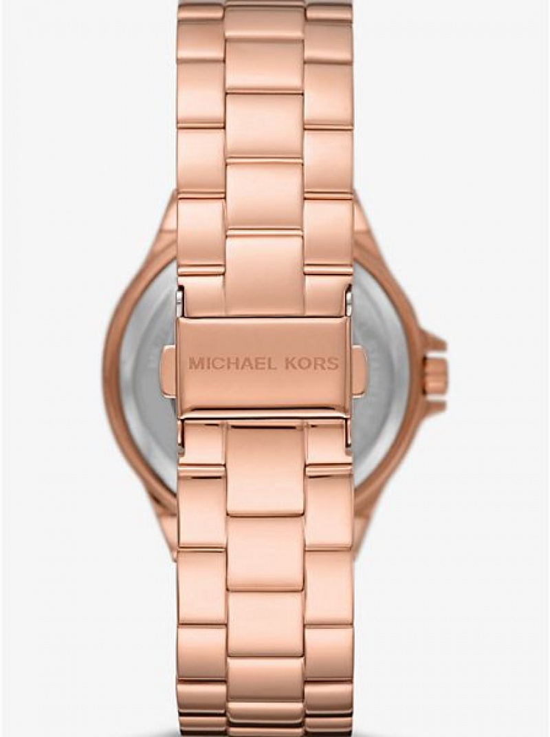 Ρολογια γυναικεια Michael Kors Lennox Pave Logo ροζ χρυσο χρωμα | 258704-SOA