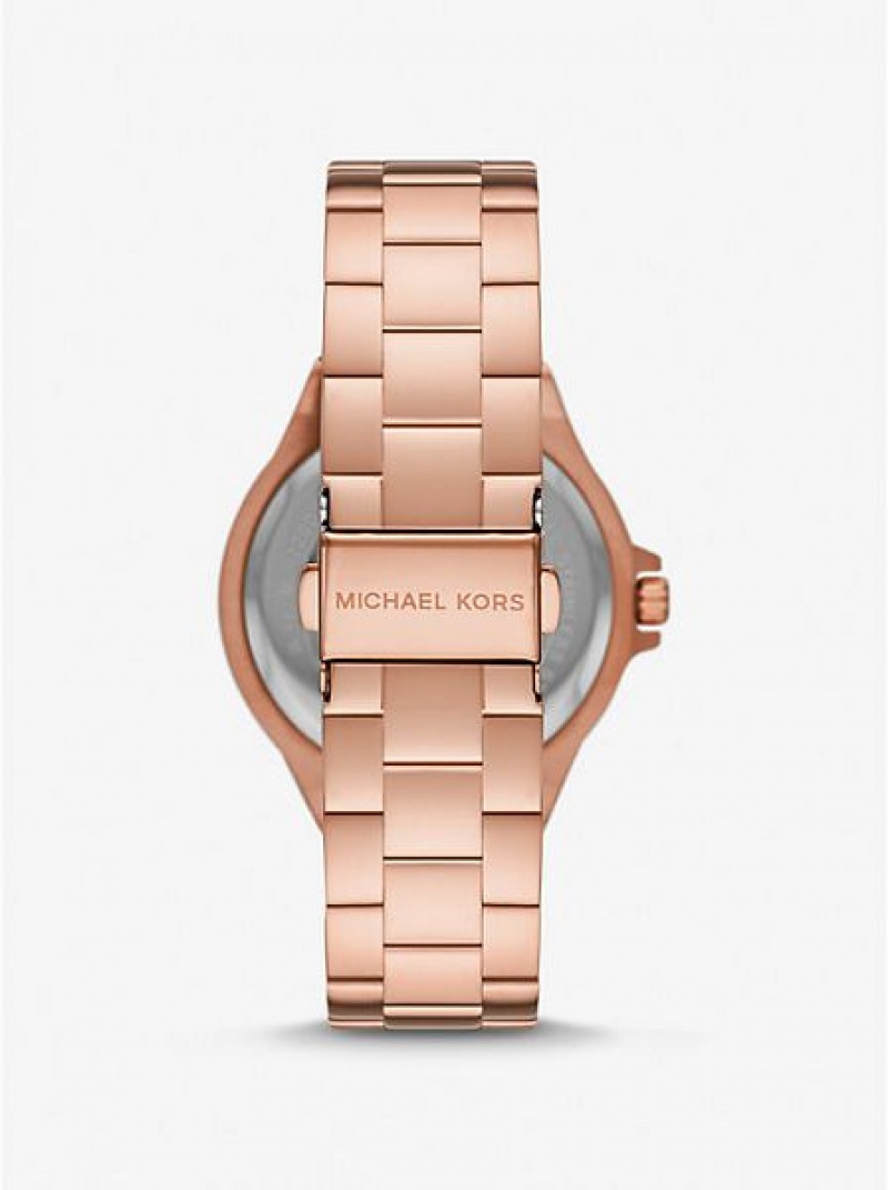 Ρολογια γυναικεια Michael Kors Lennox Pave Logo ροζ χρυσο χρωμα | 935281-HNT