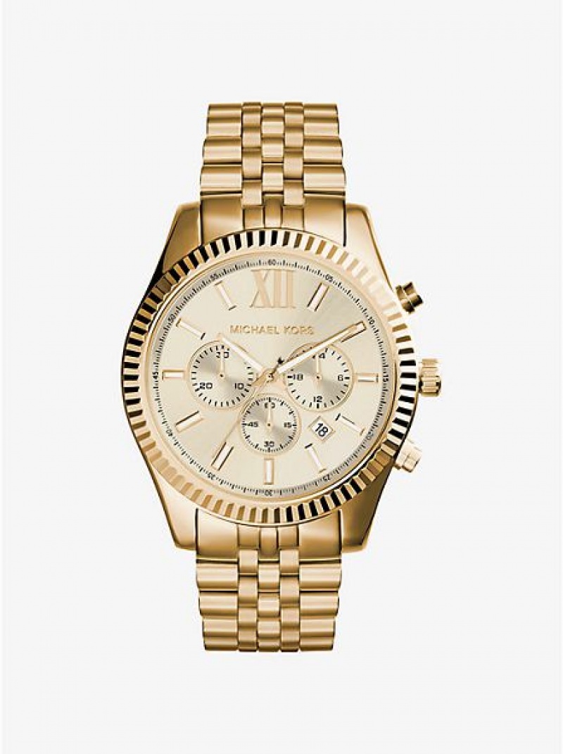 Ρολογια ανδρικα Michael Kors Lexington χρυσο χρωμα | 760951-MDW