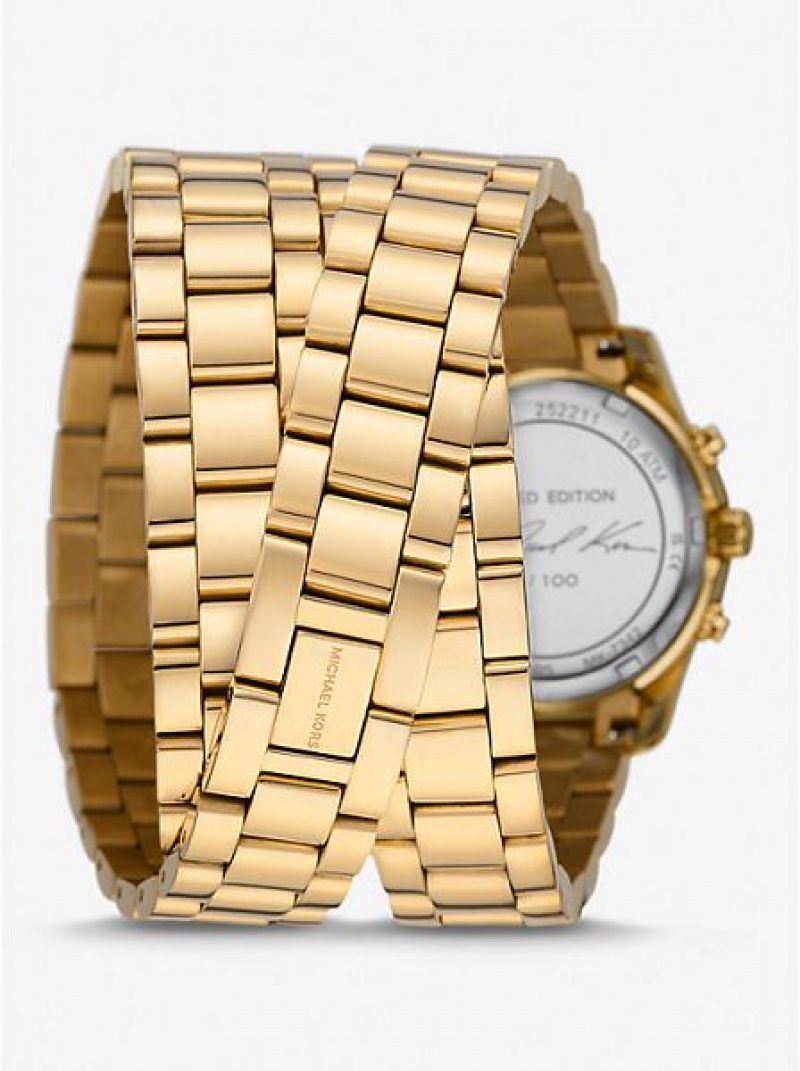 Ρολογια γυναικεια Michael Kors Limited-edition Runway 18k Stainless Steel Wrap χρυσο χρωμα | 026184-RHN