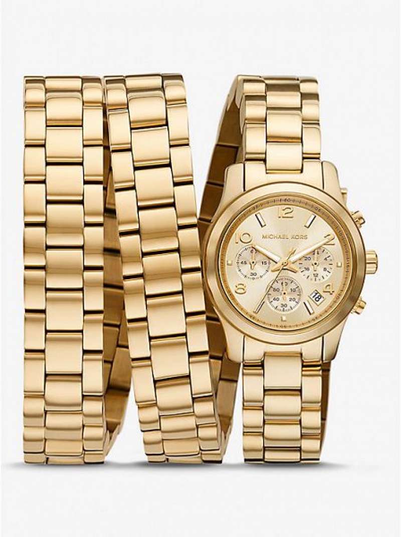 Ρολογια γυναικεια Michael Kors Limited-edition Runway 18k Stainless Steel Wrap χρυσο χρωμα | 026184-RHN