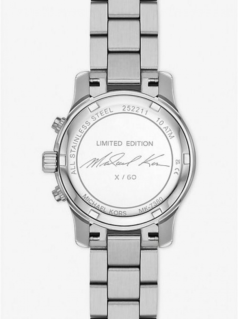 Ρολογια γυναικεια Michael Kors Limited-edition Runway Rhodium-plated Stainless Steel Wrap ασημι | 089257-KZQ