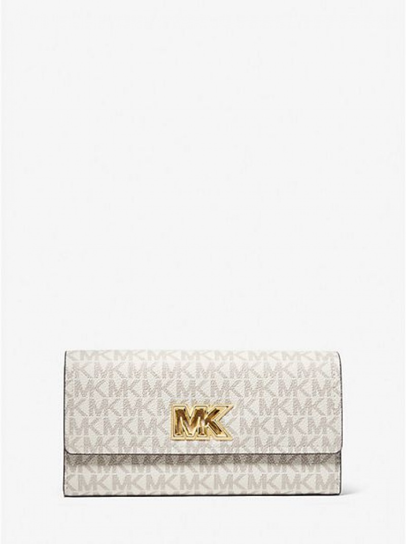 πορτοφολια γυναικεια Michael Kors Mimi Large Logo Bi-fold ανοιχτο κίτρινα | 092758-XYI