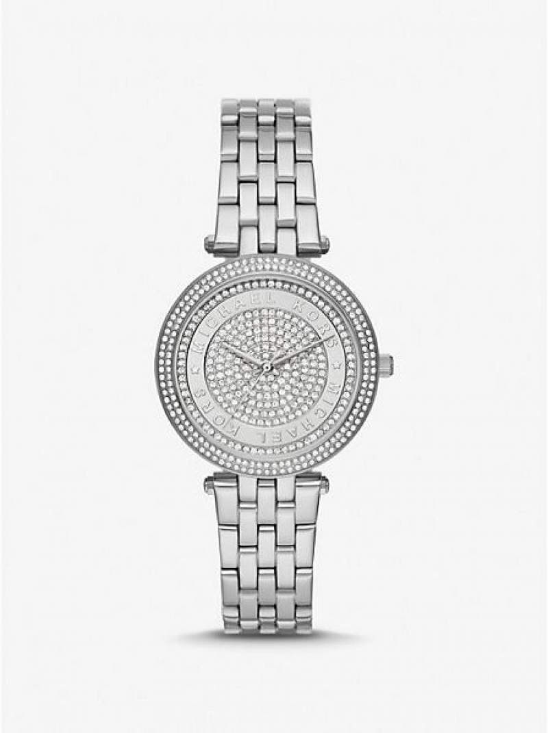 Ρολογια γυναικεια Michael Kors Mini Darci Pave ασημι | 134605-ADT