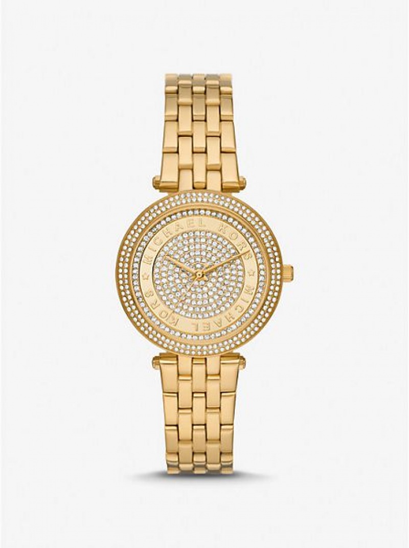 Ρολογια γυναικεια Michael Kors Mini Darci Pave χρυσο χρωμα | 238701-TLJ