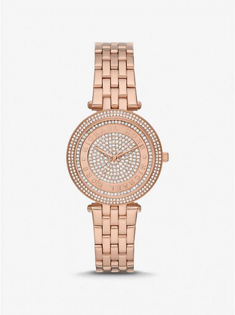 Ρολογια γυναικεια Michael Kors Mini Darci Pave ροζ χρυσο χρωμα | 317490-ILX