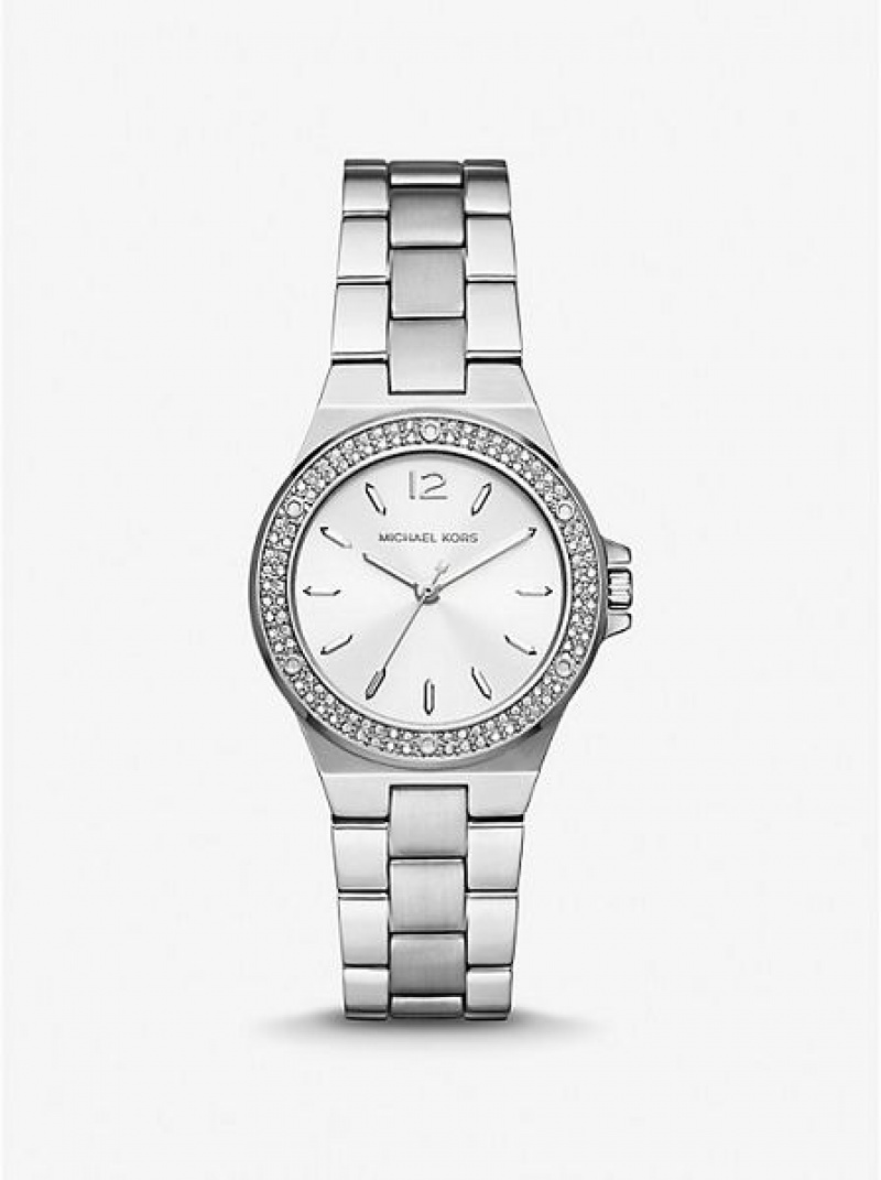 Ρολογια γυναικεια Michael Kors Mini Lennox Pave ασημι | 125463-OKI