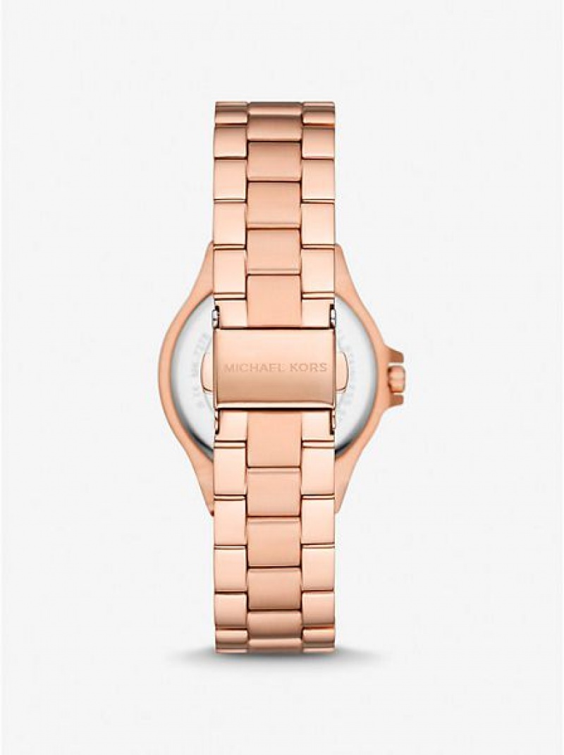 Ρολογια γυναικεια Michael Kors Mini Lennox Pave ροζ χρυσο χρωμα | 139504-YZM