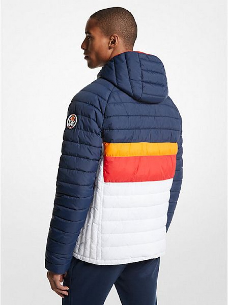 μπουφαν ανδρικα Michael Kors Mk X Ellesse Breckenridge Color-blocked Καπιτονέ νάιλον Puffer Πολύχρωμο | 869201-DVF