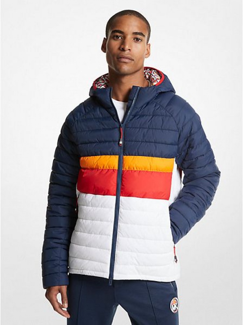 μπουφαν ανδρικα Michael Kors Mk X Ellesse Breckenridge Color-blocked Καπιτονέ νάιλον Puffer Πολύχρωμο | 869201-DVF