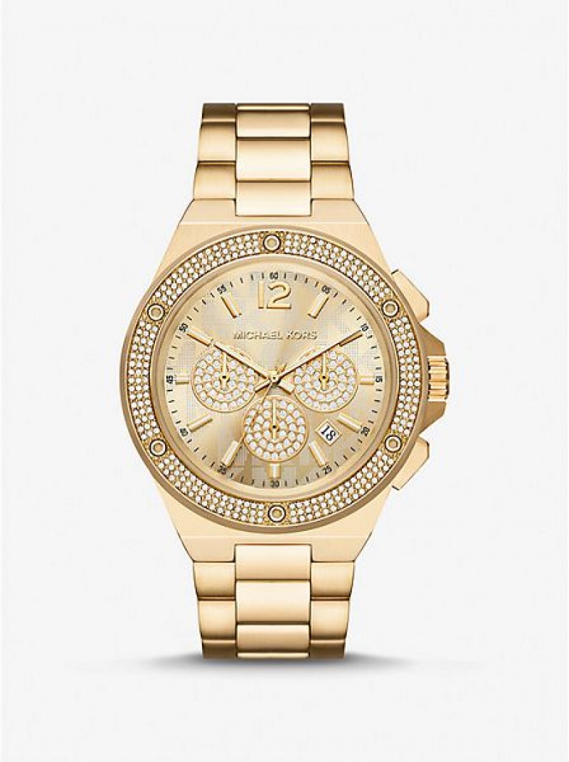 Ρολογια ανδρικα Michael Kors Oversized Lennox Pave χρυσο χρωμα | 153967-WFA