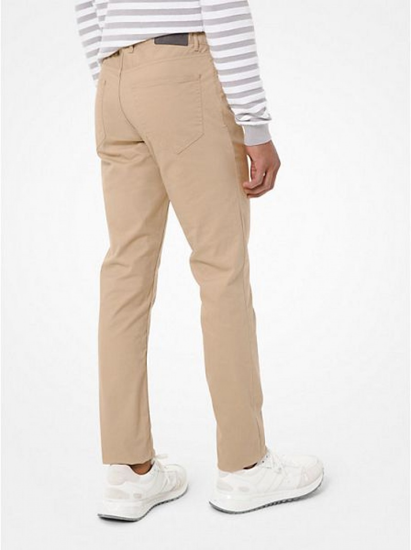 παντελονι ανδρικα Michael Kors Parker Slim-fit Stretch-twill Χακί | 367894-BIU