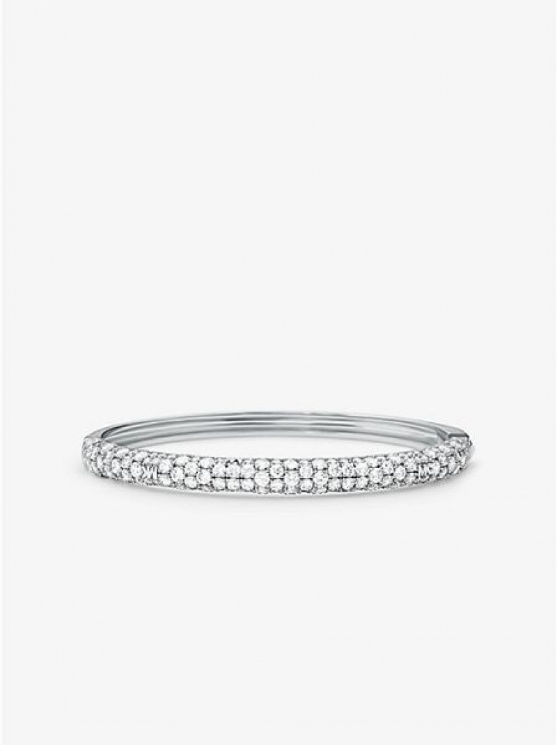 Βραχιόλια γυναικεια Michael Kors Precious Metal-plated Sterling Silver Pave ασημι | 036481-MRY