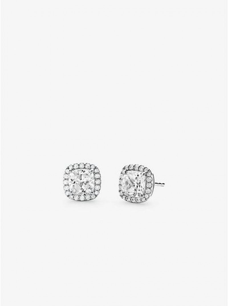 Σκουλαρίκια γυναικεια Michael Kors Precious Metal-plated Sterling Silver Pave Stud ασημι | 153769-AUI