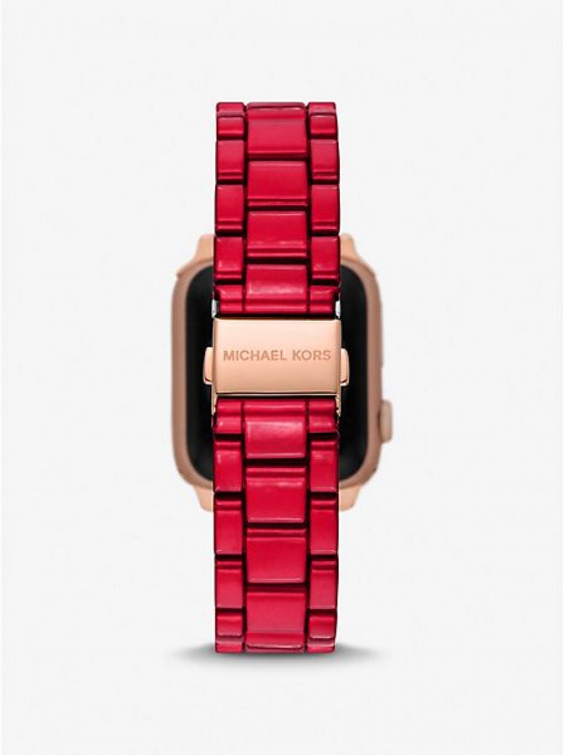 Ρολογια γυναικεια Michael Kors Red-coated Stainless Steel λουρακια For Apple κοκκινα | 059162-JPO