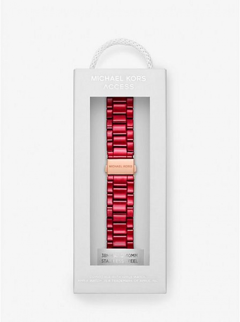 Ρολογια γυναικεια Michael Kors Red-coated Stainless Steel λουρακια For Apple κοκκινα | 059162-JPO