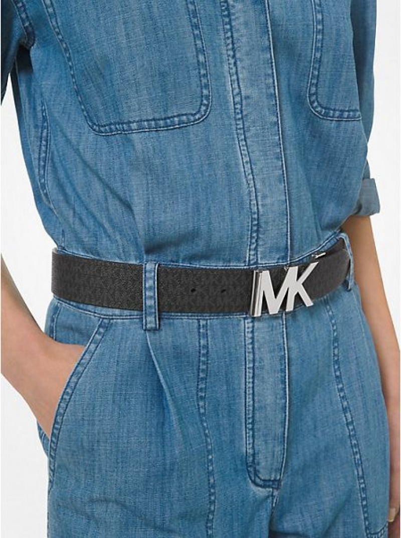 ζωνη γυναικεια Michael Kors Reversible Logo And δερματινα waist μαυρα | 489362-SAO