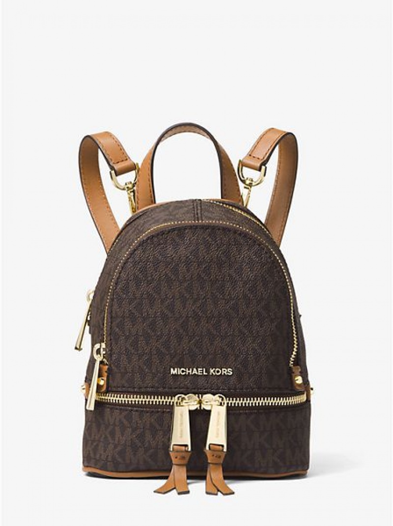 Σακιδιο γυναικεια Michael Kors Rhea Mini Logo καφε | 345098-HUO