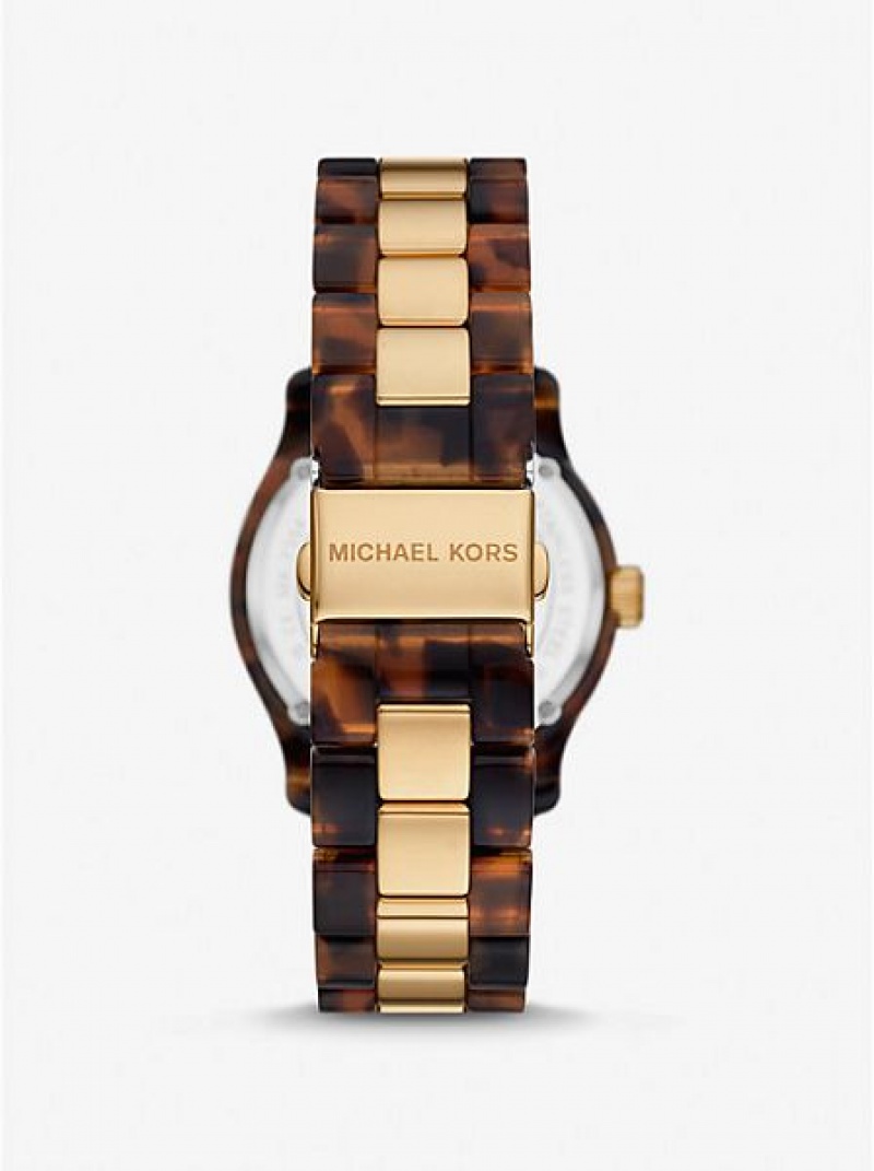 Ρολογια γυναικεια Michael Kors Runway And Tortoiseshell Acetate χρυσο χρωμα | 740652-IWG