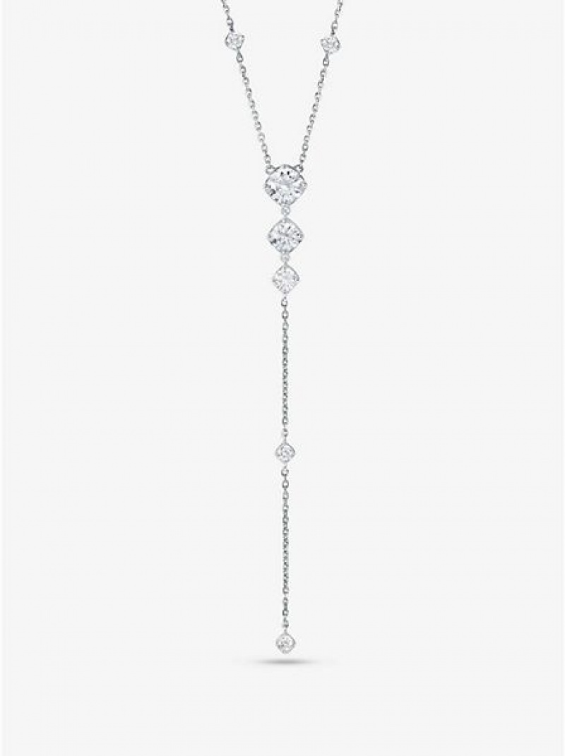 κολιέ γυναικεια Michael Kors Sterling Silver Pave Lariat ασημι | 907832-KFU