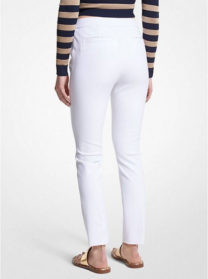 παντελονι γυναικεια Michael Kors Stretch Crepe ασπρα | 027639-TGW