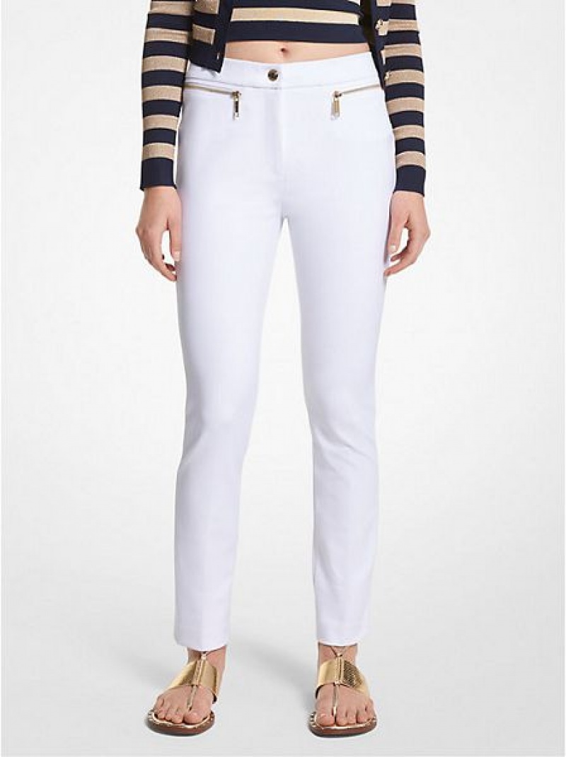 παντελονι γυναικεια Michael Kors Stretch Crepe ασπρα | 027639-TGW