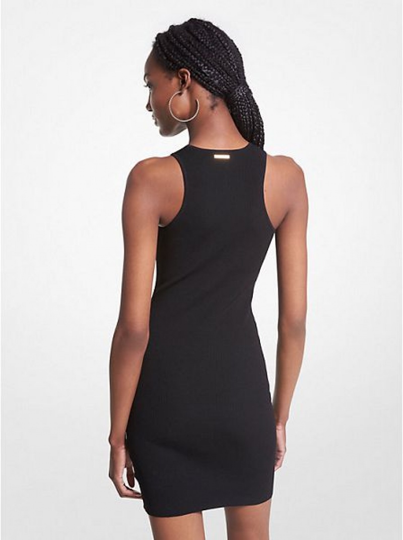 φορεμα γυναικεια Michael Kors Πλευρωτός Knit Racerback Tank μαυρα | 916750-FSW