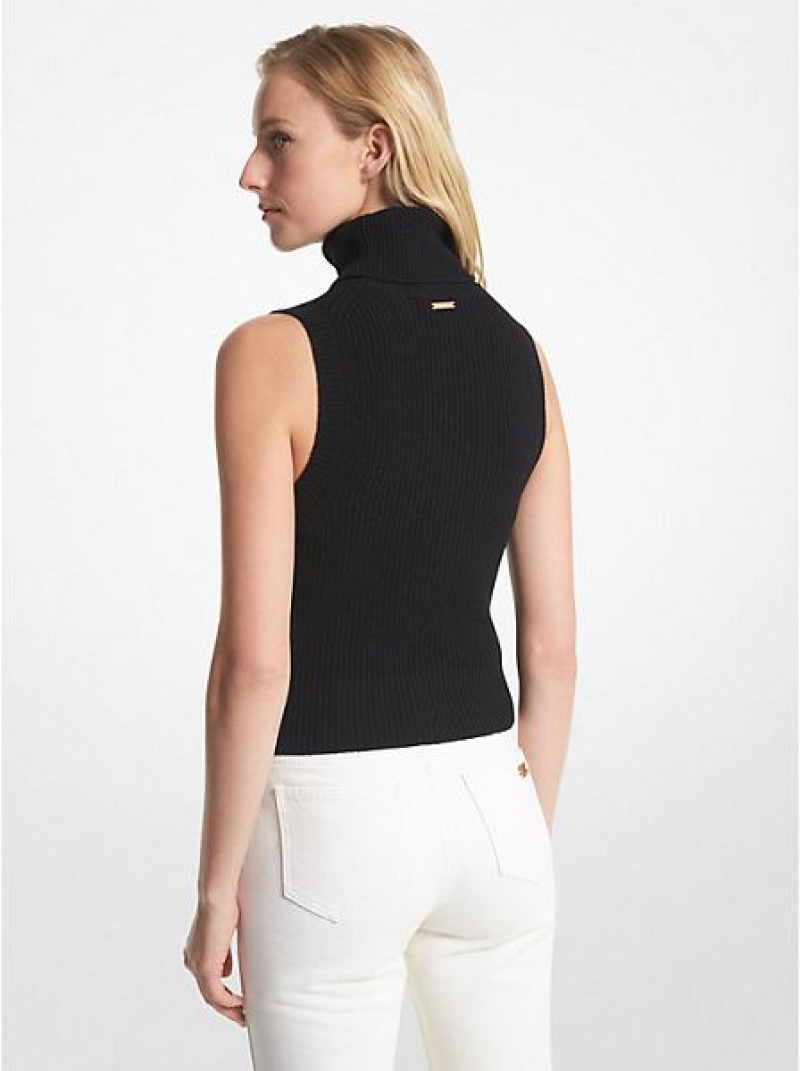 Πουλόβερ γυναικεια Michael Kors αμανικα Merino Μαλλί Blend Turtleneck μαυρα | 864123-NXB