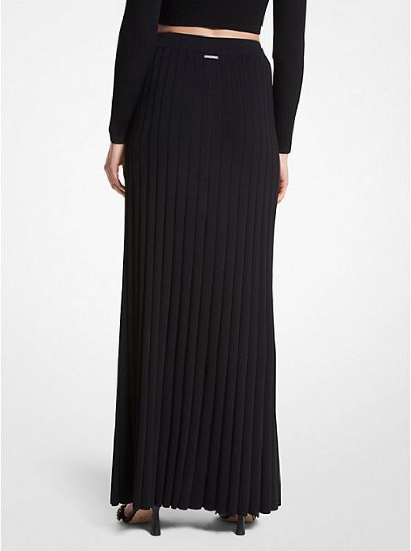 φουστεσ γυναικεια Michael Kors Πλευρωτός Stretch Knit Maxi μαυρα | 034158-YEM