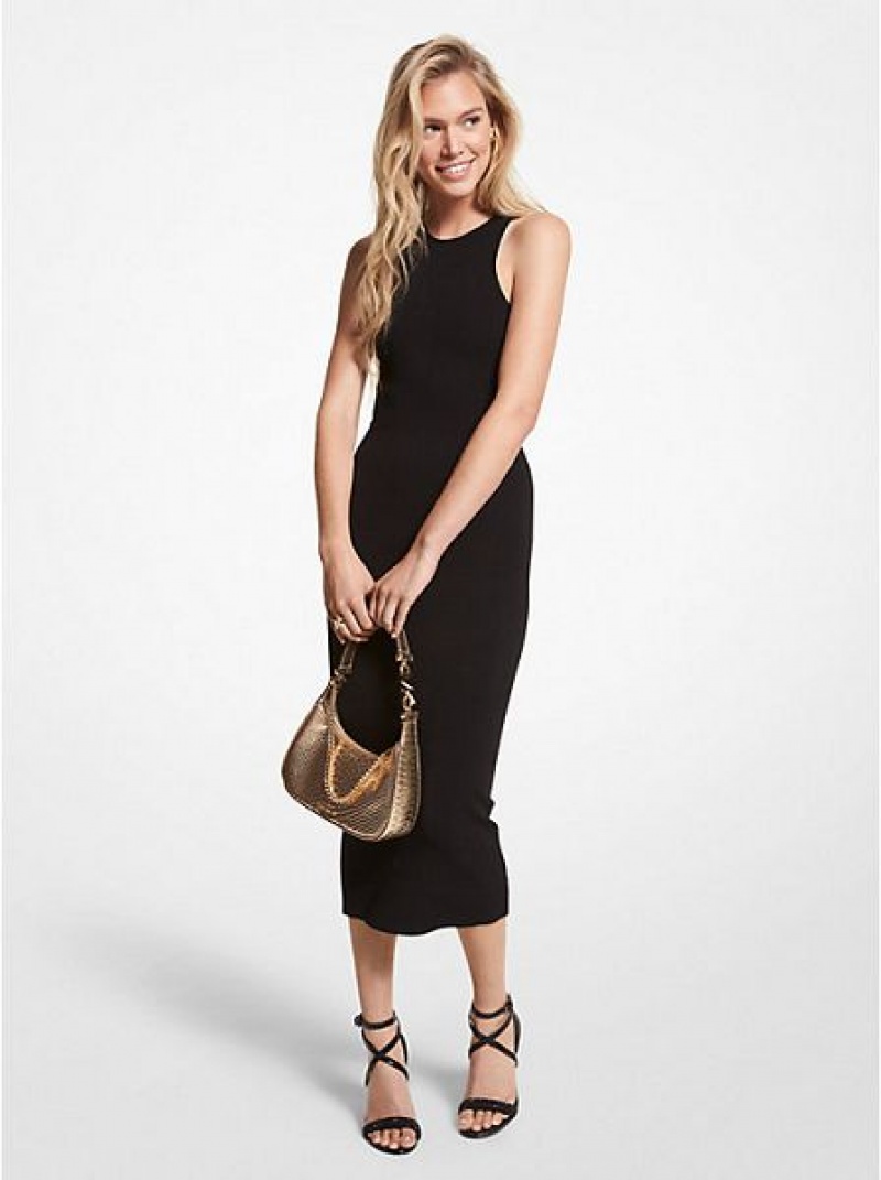 φορεμα γυναικεια Michael Kors Πλευρωτός Stretch Viscose Tank μαυρα | 185794-BDR