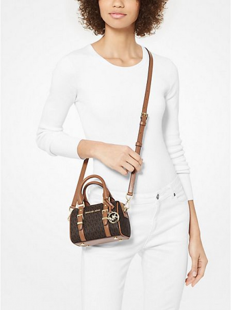 τσάντεσ χιαστί γυναικεια Michael Kors Bedford Legacy Extra-small Logo Duffle καφε | 951234-PCE