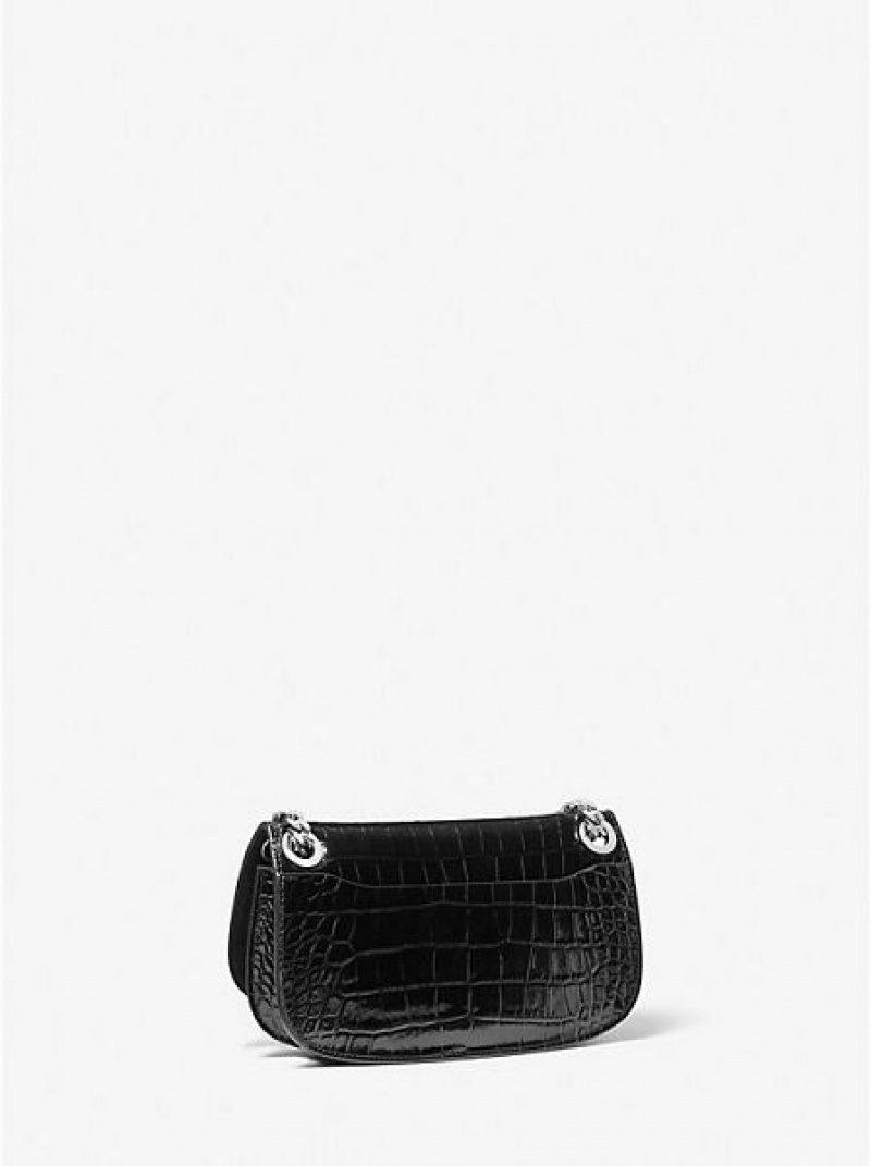 Μίνι Τσάντες γυναικεια Michael Kors Christie Crocodile Embossed δερματινα Envelope μαυρα | 179684-SRJ