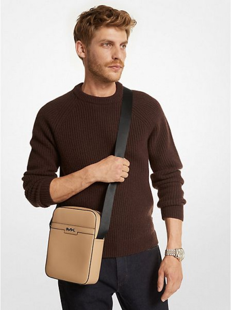 τσάντεσ χιαστί ανδρικα Michael Kors Cooper Textured Faux δερματινα καφε | 482310-TCH