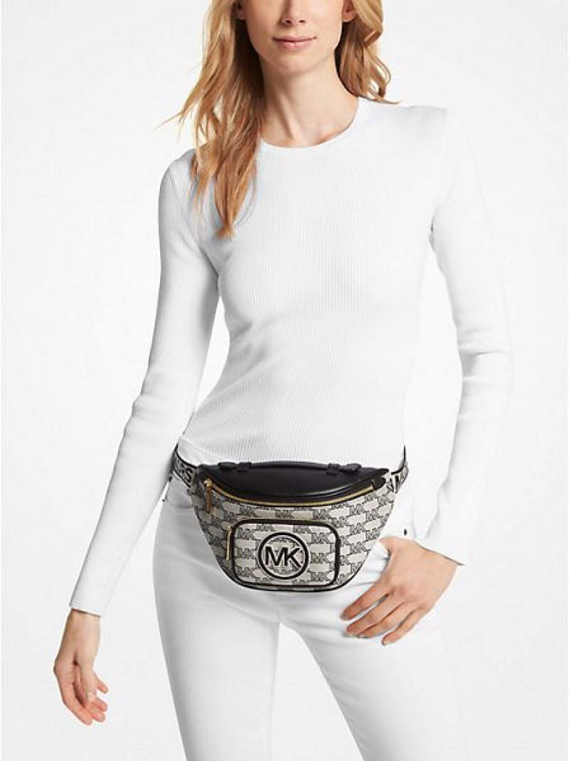 Τσαντα Μεσησ γυναικεια Michael Kors Erin Extra-small Logo Jacquard μαυρα | 643089-WXS