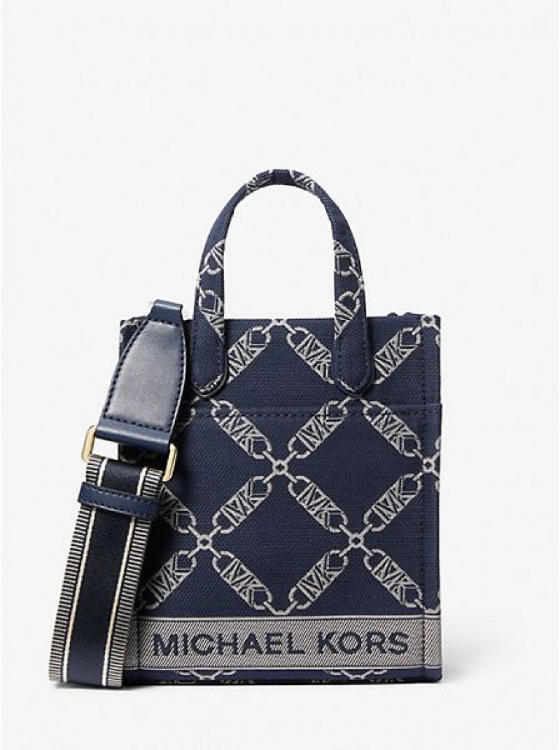 τσάντεσ χιαστί γυναικεια Michael Kors Gigi Extra-small Empire Logo Jacquard σκουρο μπλε Πολύχρωμο | 214635-ALK