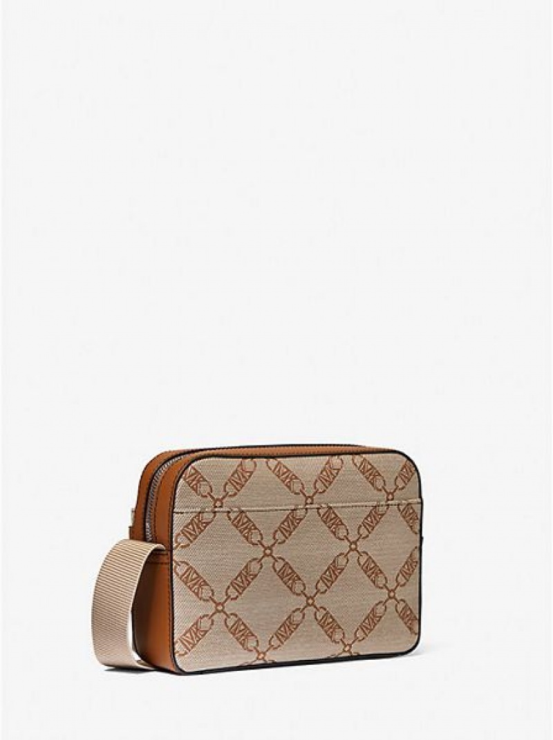 τσάντεσ χιαστί ανδρικα Michael Kors Hudson Empire Logo Jacquard Utility καφε | 128735-FUN