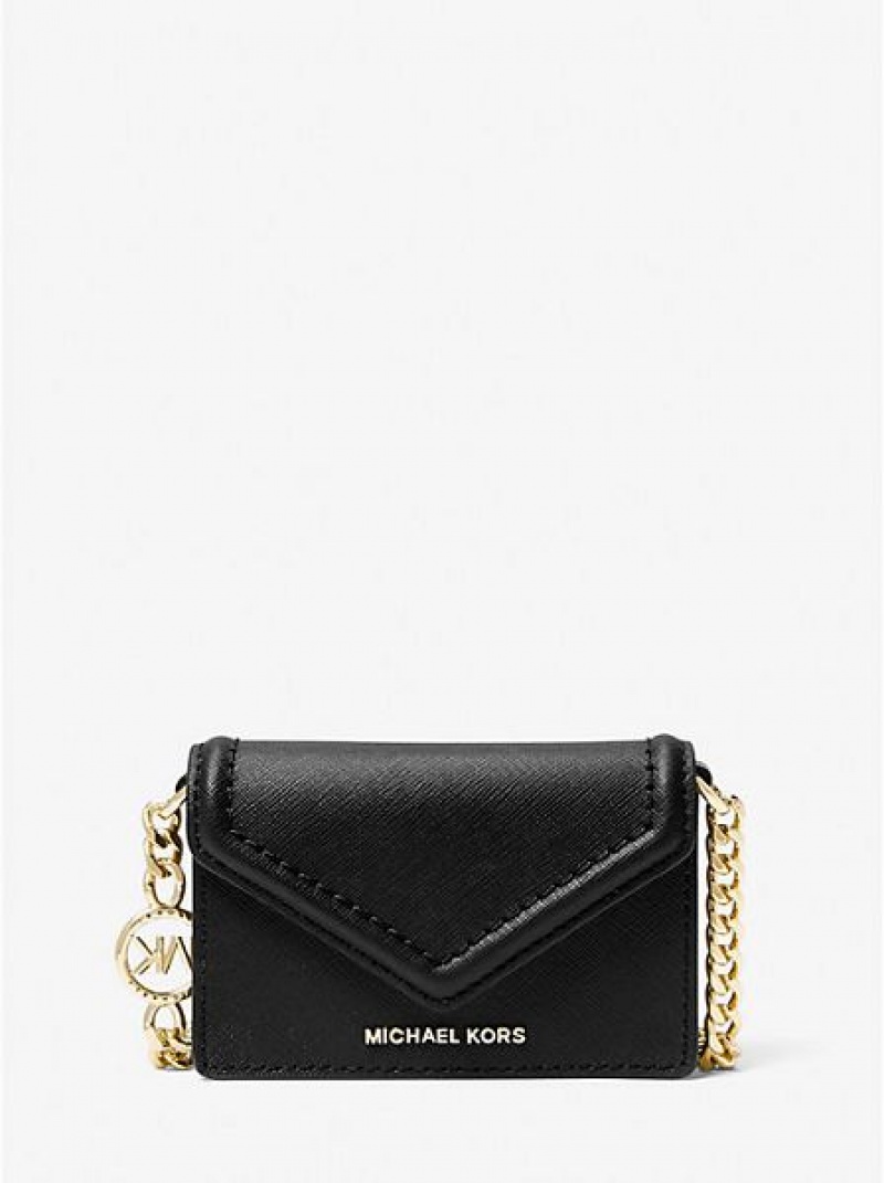 τσάντεσ χιαστί γυναικεια Michael Kors Jet Set Small Saffiano δερματινα Envelope μαυρα | 367954-JRF