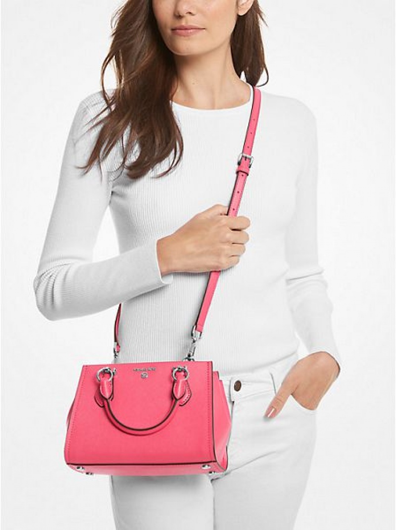 τσάντεσ χιαστί γυναικεια Michael Kors Marilyn Small Saffiano δερματινα ροζ | 450318-JMF