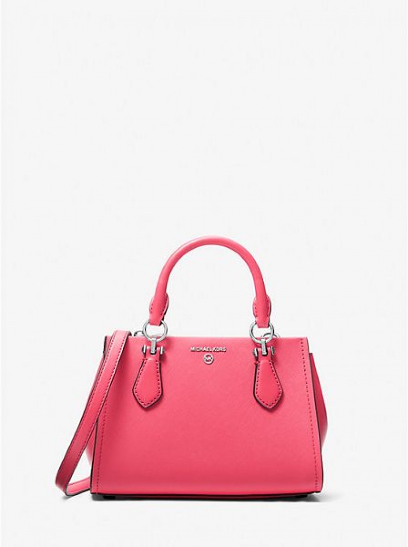 τσάντεσ χιαστί γυναικεια Michael Kors Marilyn Small Saffiano δερματινα ροζ | 193046-CFY