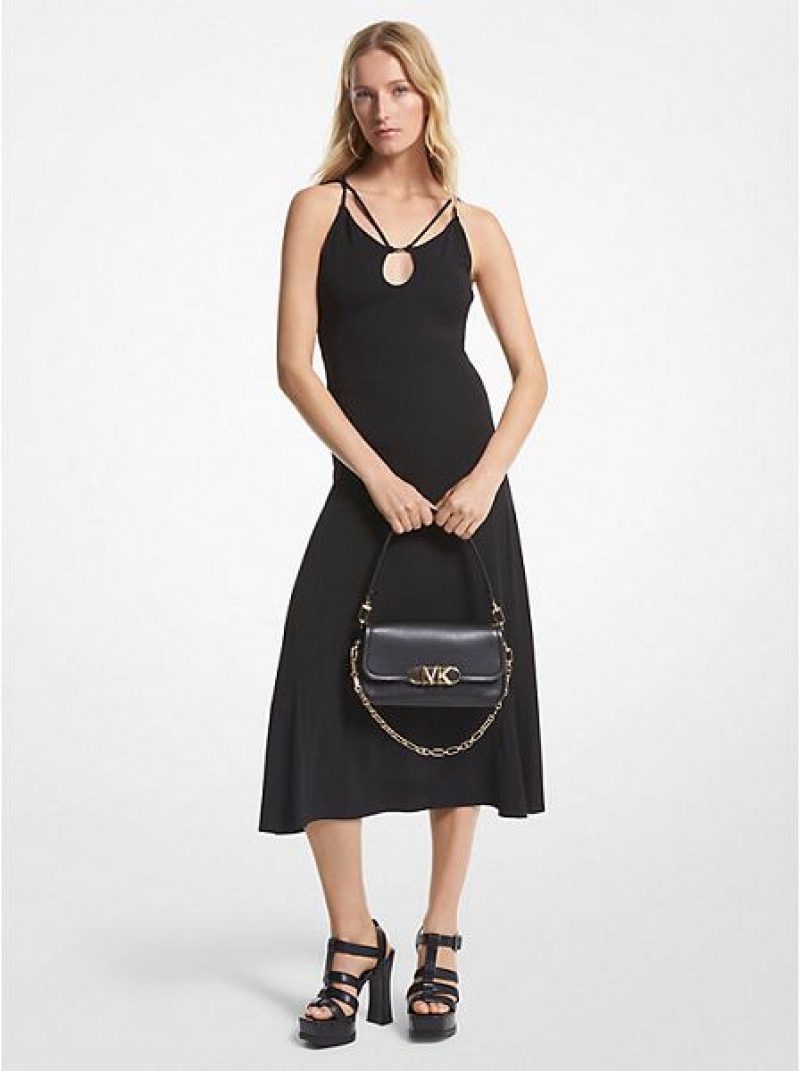 Μίντι Φόρεμα γυναικεια Michael Kors Matte Jersey μαυρα | 978012-OFT