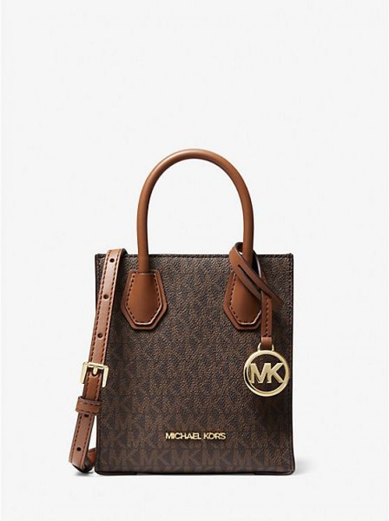 τσάντεσ χιαστί γυναικεια Michael Kors Mercer Extra-small Logo And δερματινα καφε | 397540-JON