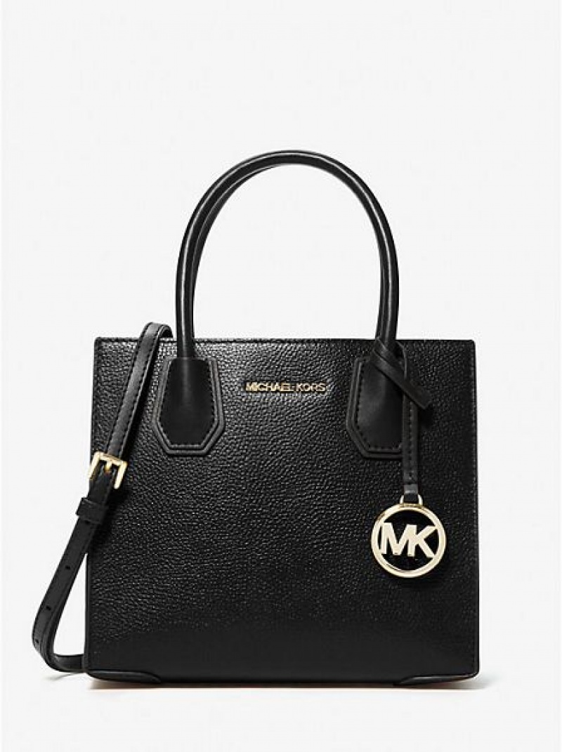 τσάντεσ χιαστί γυναικεια Michael Kors Mercer Medium Pebbled δερματινα μαυρα | 956013-LCZ