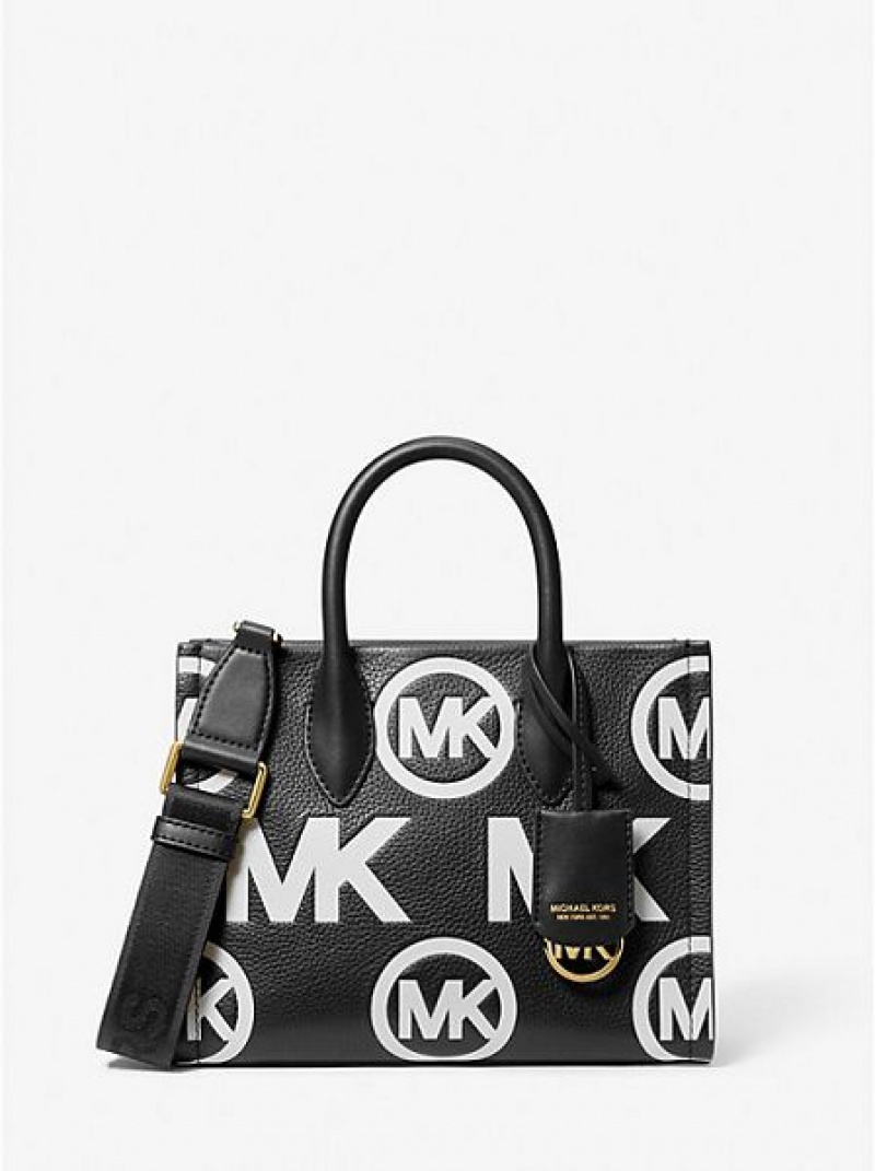 τσάντεσ χιαστί γυναικεια Michael Kors Mirella Small Logo Embossed Pebbled δερματινα μαυρα | 247506-MXC