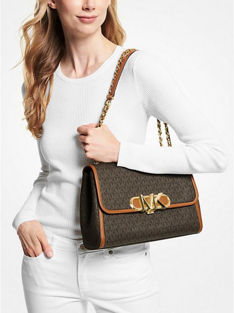 τσάντεσ ώμου γυναικεια Michael Kors Parker Extra-large Logo καφε | 512637-WCD