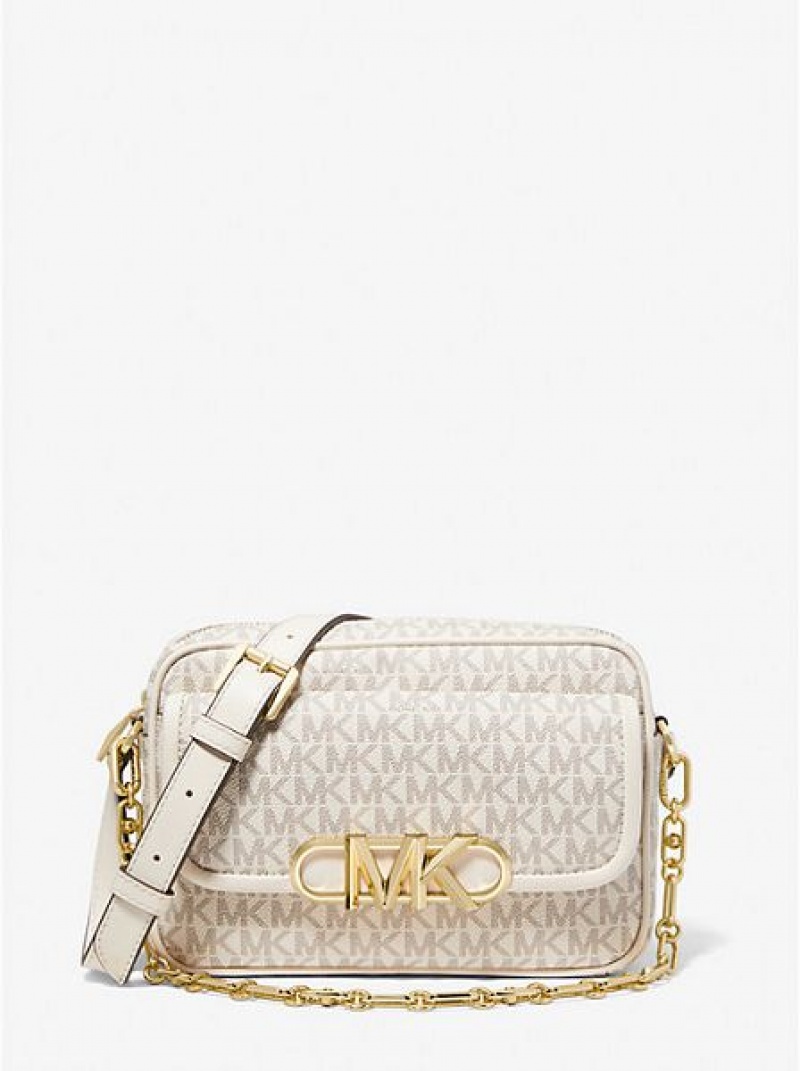 τσάντεσ χιαστί γυναικεια Michael Kors Parker Medium Logo κρέμα | 298031-MFY