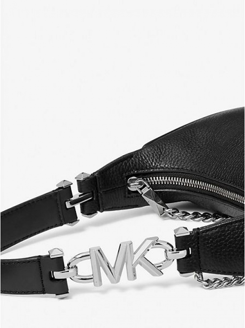 τσάντεσ ώμου γυναικεια Michael Kors Piper Small Pebbled δερματινα μαυρα | 493176-KNI