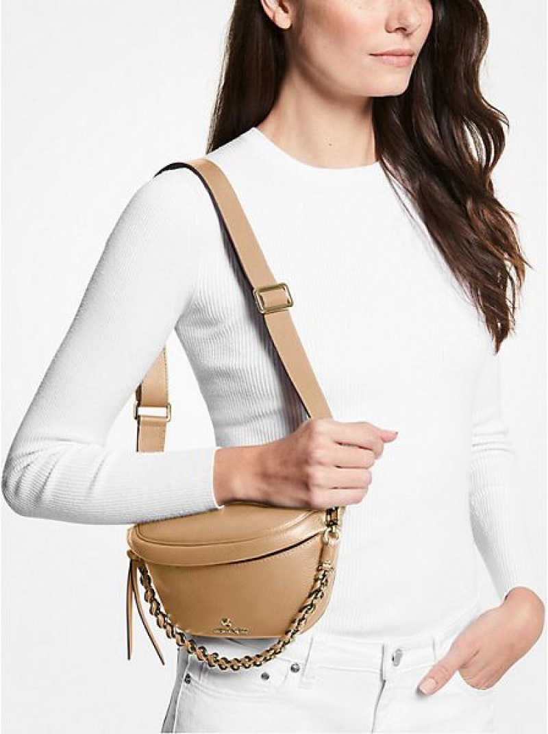 τσάντεσ ώμου γυναικεια Michael Kors Slater Extra-small Pebbled δερματινα καφε | 194375-ROF